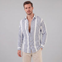 Nolan Linen Blend Striped Button Down Shirt