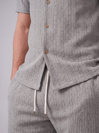 Dustin Open Weave Camp Collar Shirt and Shorts Set