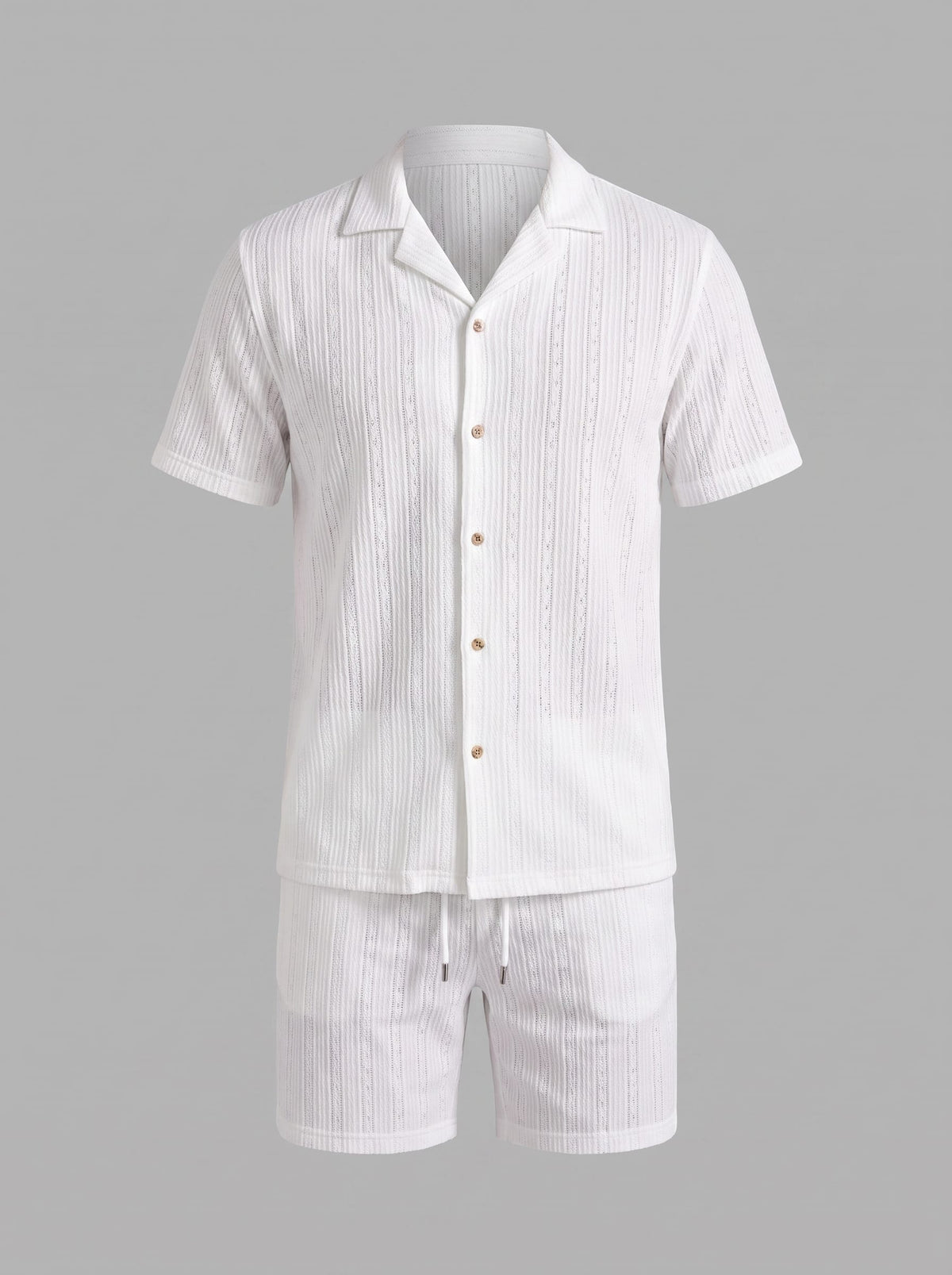 Dustin Open Weave Camp Collar Shirt and Shorts Set