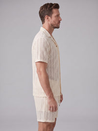 Dustin Open Weave Camp Collar Shirt and Shorts Set