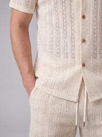 Dustin Open Weave Camp Collar Shirt and Shorts Set