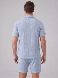 Dustin Open Weave Camp Collar Shirt and Shorts Set