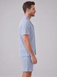 Dustin Open Weave Camp Collar Shirt and Shorts Set