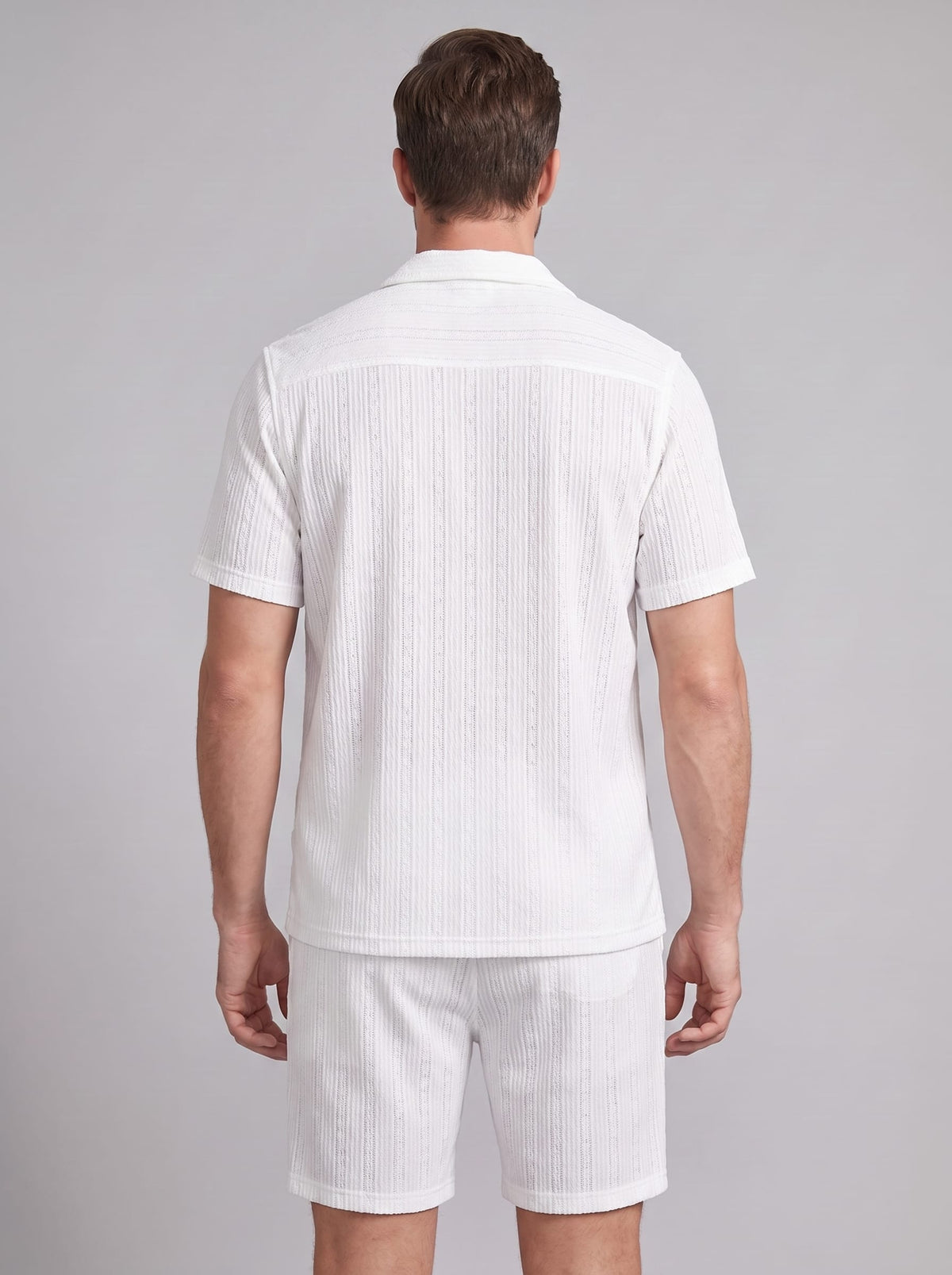 Dustin Open Weave Camp Collar Shirt and Shorts Set