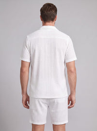 Dustin Open Weave Camp Collar Shirt and Shorts Set
