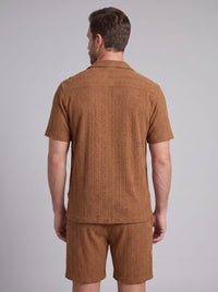 Dustin Open Weave Camp Collar Shirt and Shorts Set