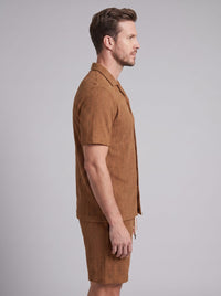 Dustin Open Weave Camp Collar Shirt and Shorts Set