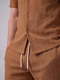 Dustin Open Weave Camp Collar Shirt and Shorts Set