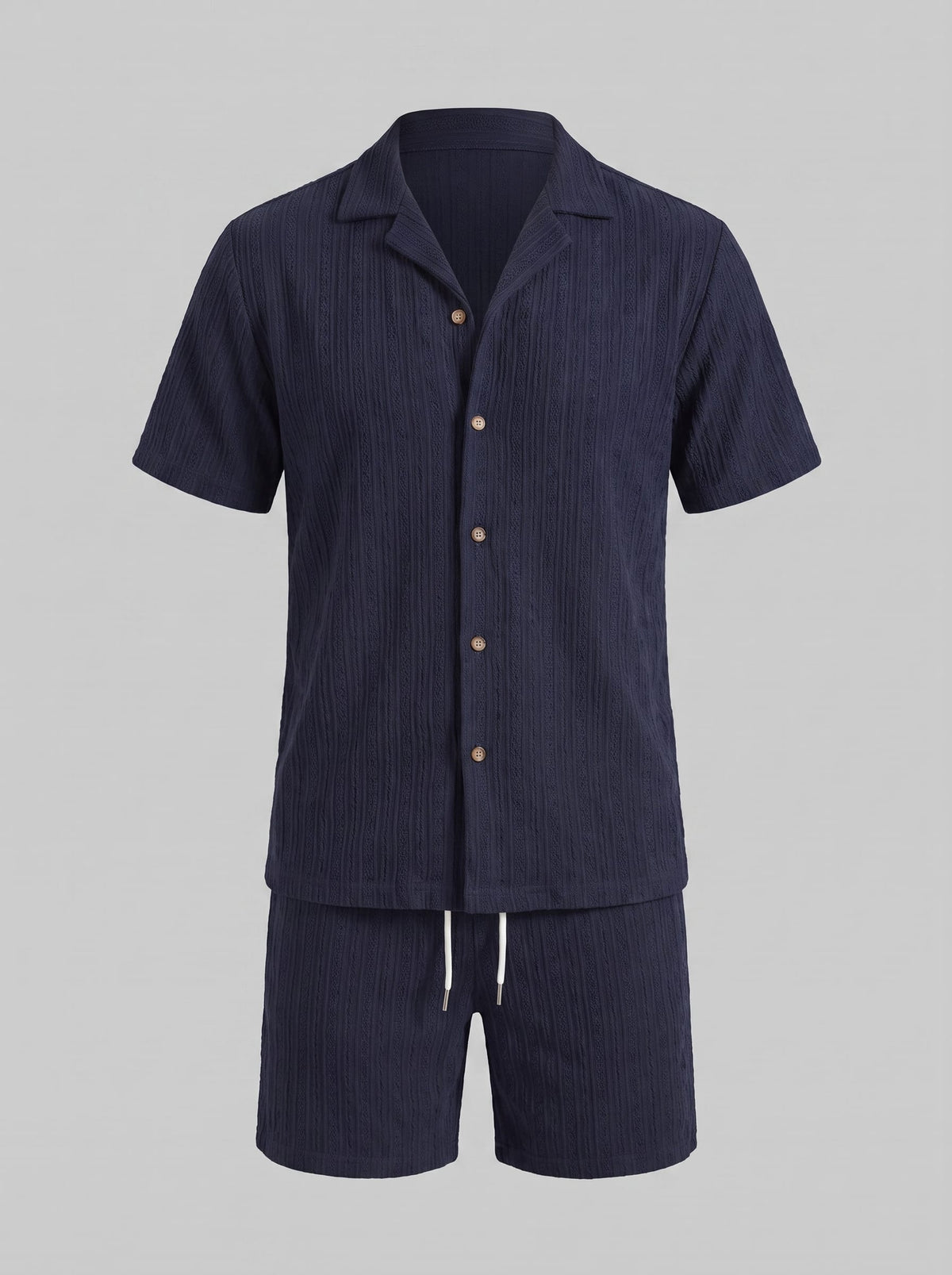 Dustin Open Weave Camp Collar Shirt and Shorts Set