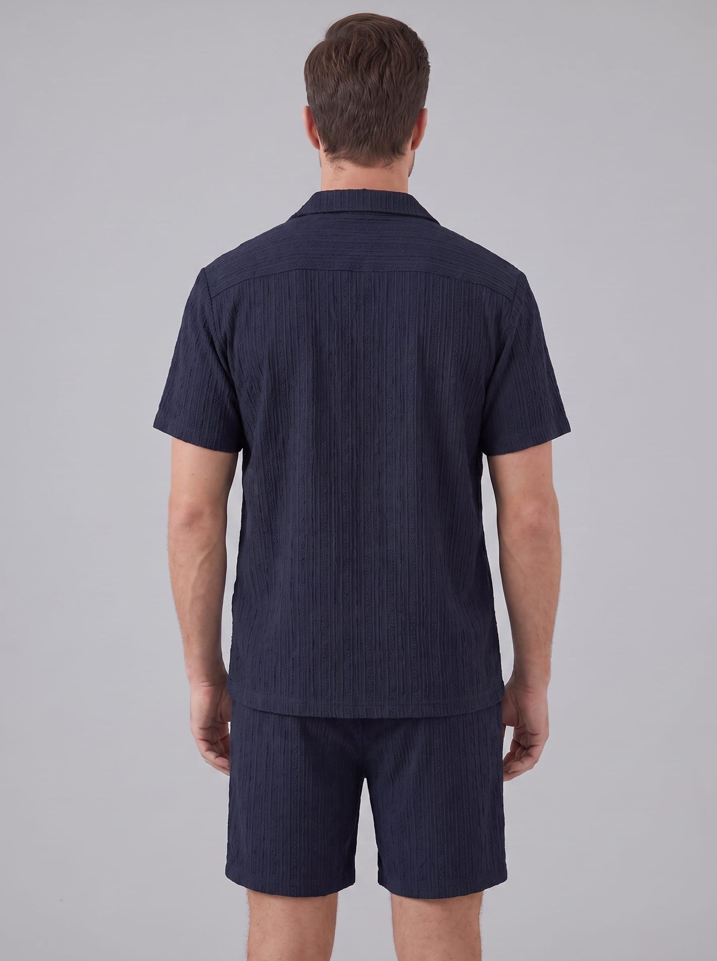 Dustin Open Weave Camp Collar Shirt and Shorts Set_39