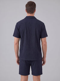 Dustin Open Weave Camp Collar Shirt and Shorts Set