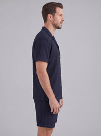 Dustin Open Weave Camp Collar Shirt and Shorts Set
