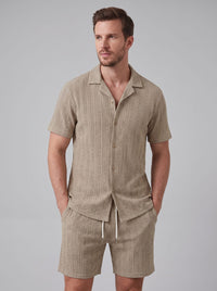 Dustin Open Weave Camp Collar Shirt and Shorts Set