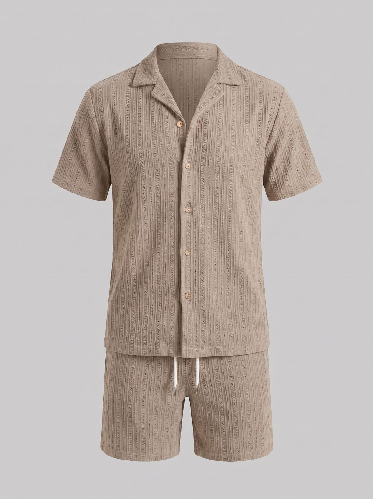 Dustin Open Weave Camp Collar Shirt and Shorts Set