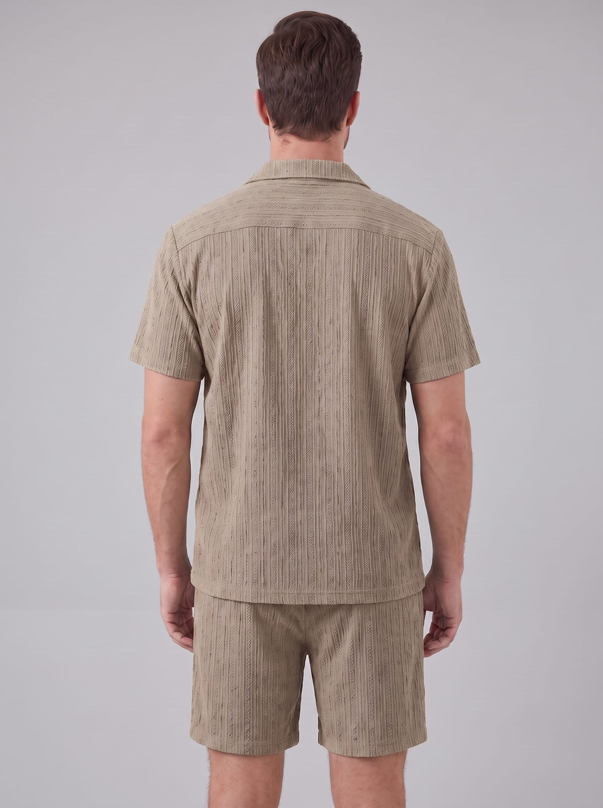 Dustin Open Weave Camp Collar Shirt and Shorts Set