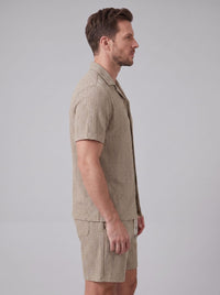 Dustin Open Weave Camp Collar Shirt and Shorts Set
