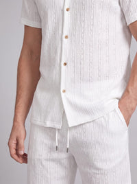 Dustin Open Weave Camp Collar Shirt and Shorts Set
