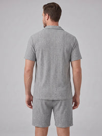 Dustin Open Weave Camp Collar Shirt and Shorts Set