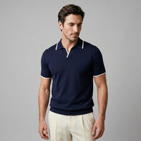 Zeke Tipped Collar Knit Polo Shirt