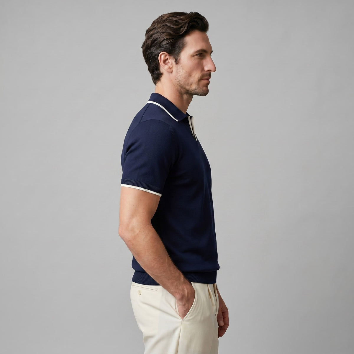 Zeke Tipped Collar Knit Polo Shirt