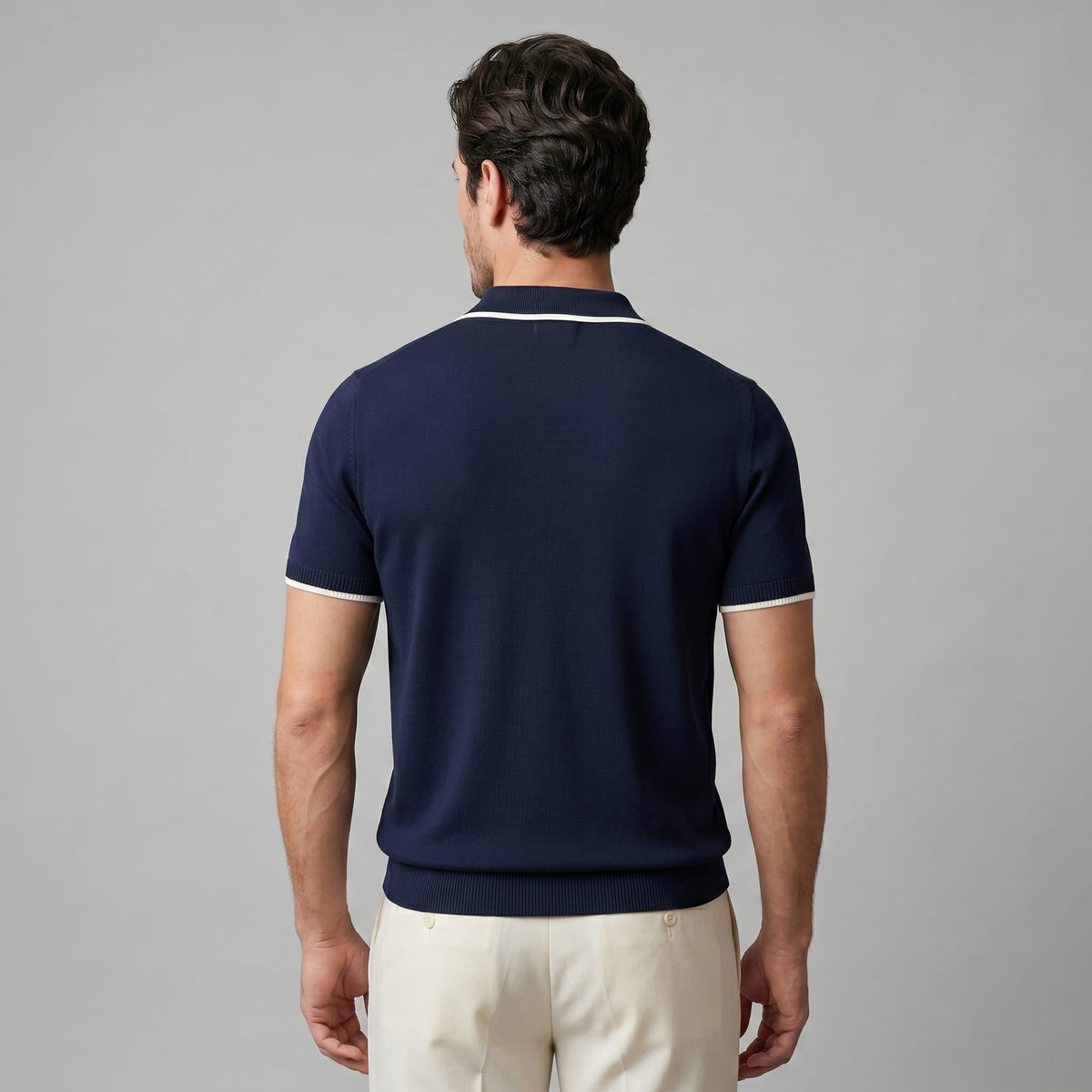 Zeke Tipped Collar Knit Polo Shirt_14