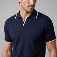 Zeke Tipped Collar Knit Polo Shirt