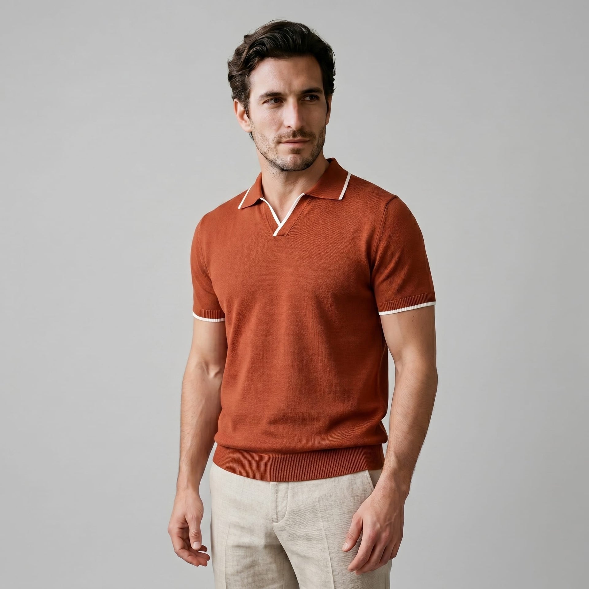 Zeke Tipped Collar Knit Polo Shirt