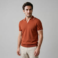 Zeke Tipped Collar Knit Polo Shirt