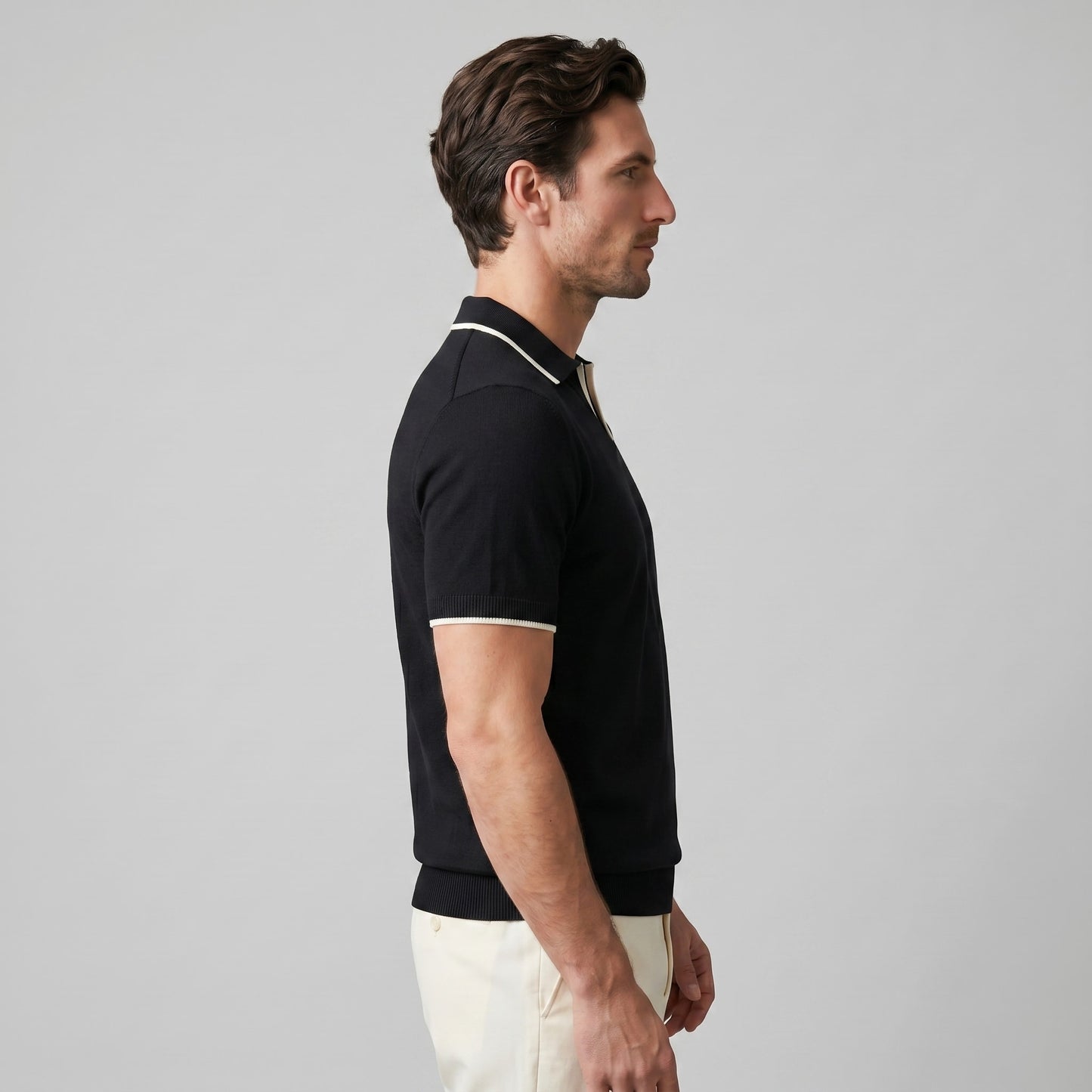 Zeke Tipped Collar Knit Polo Shirt_3