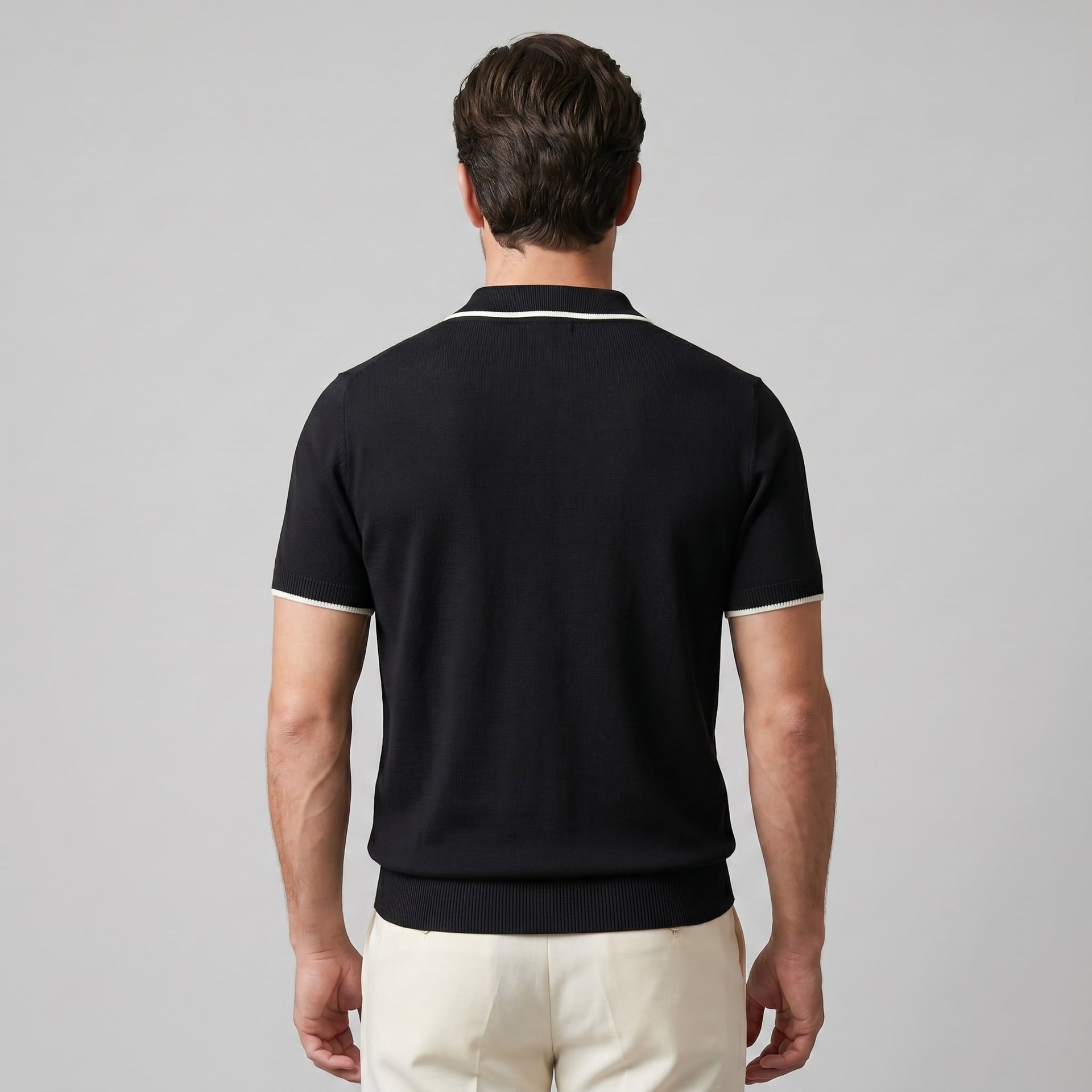 Zeke Tipped Collar Knit Polo Shirt