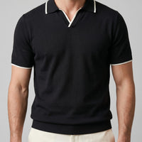 Zeke Tipped Collar Knit Polo Shirt