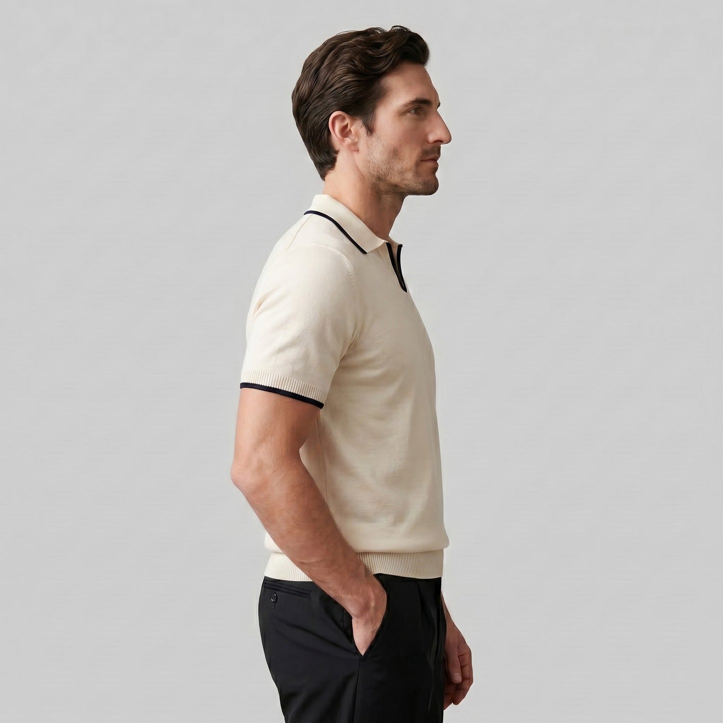 Zeke Tipped Collar Knit Polo Shirt_8
