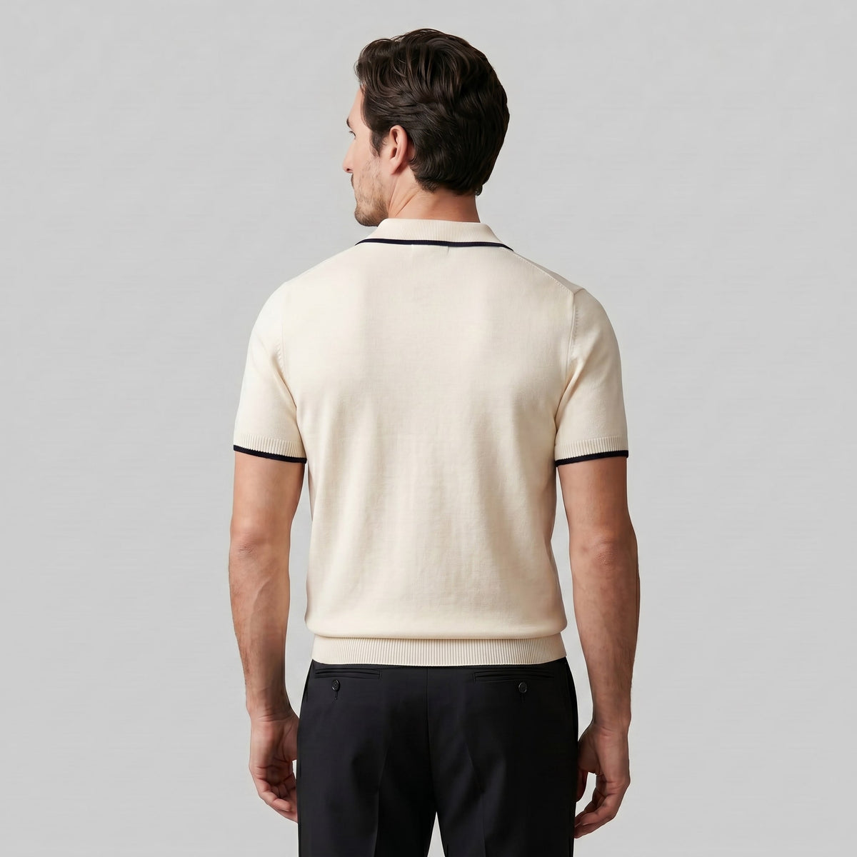 Zeke Tipped Collar Knit Polo Shirt_9