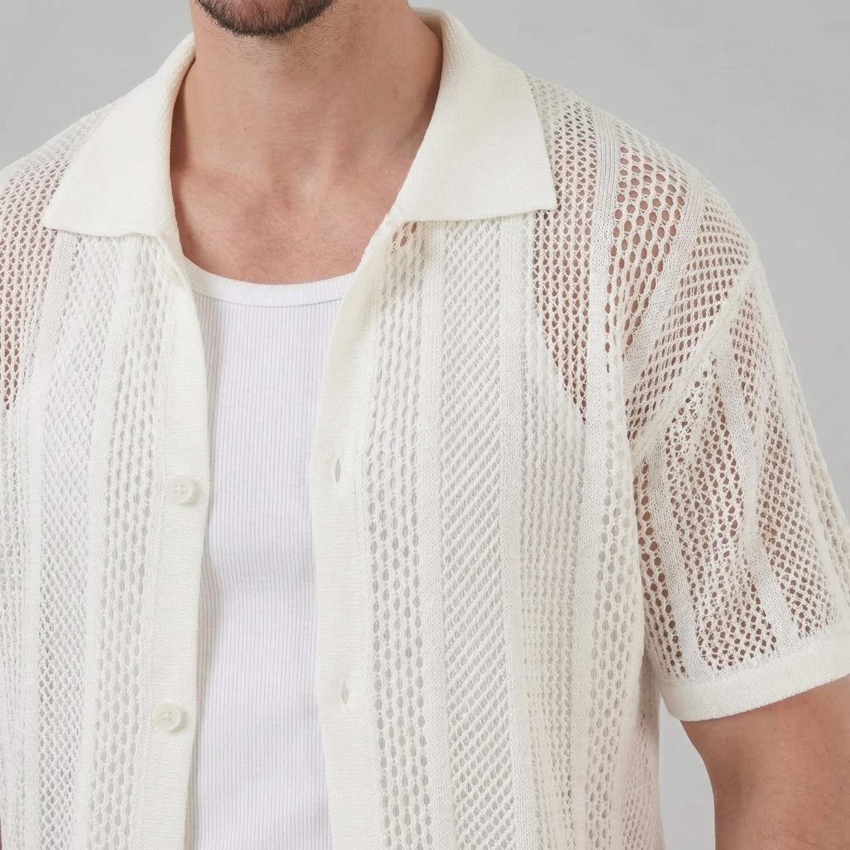 Oakes Open Knit Camp Collar Shirt