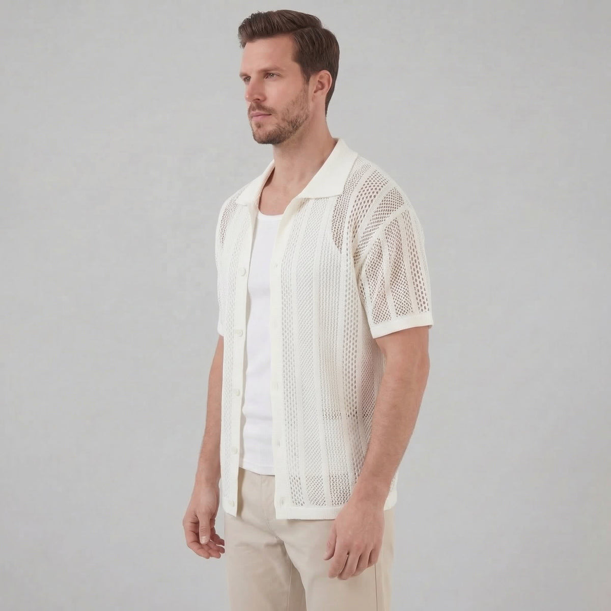Oakes Open Knit Camp Collar Shirt_3