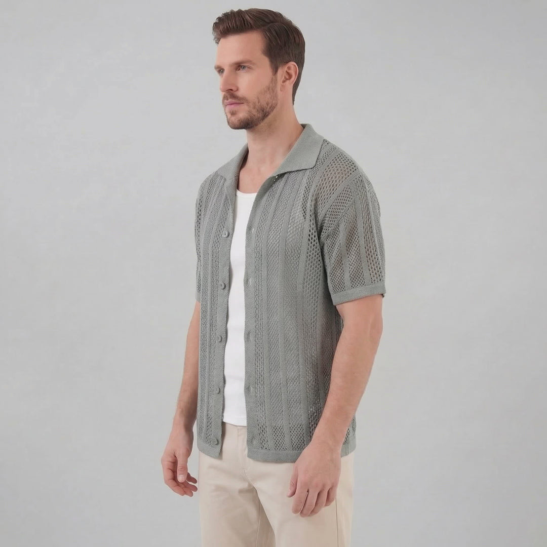 Oakes Open Knit Camp Collar Shirt