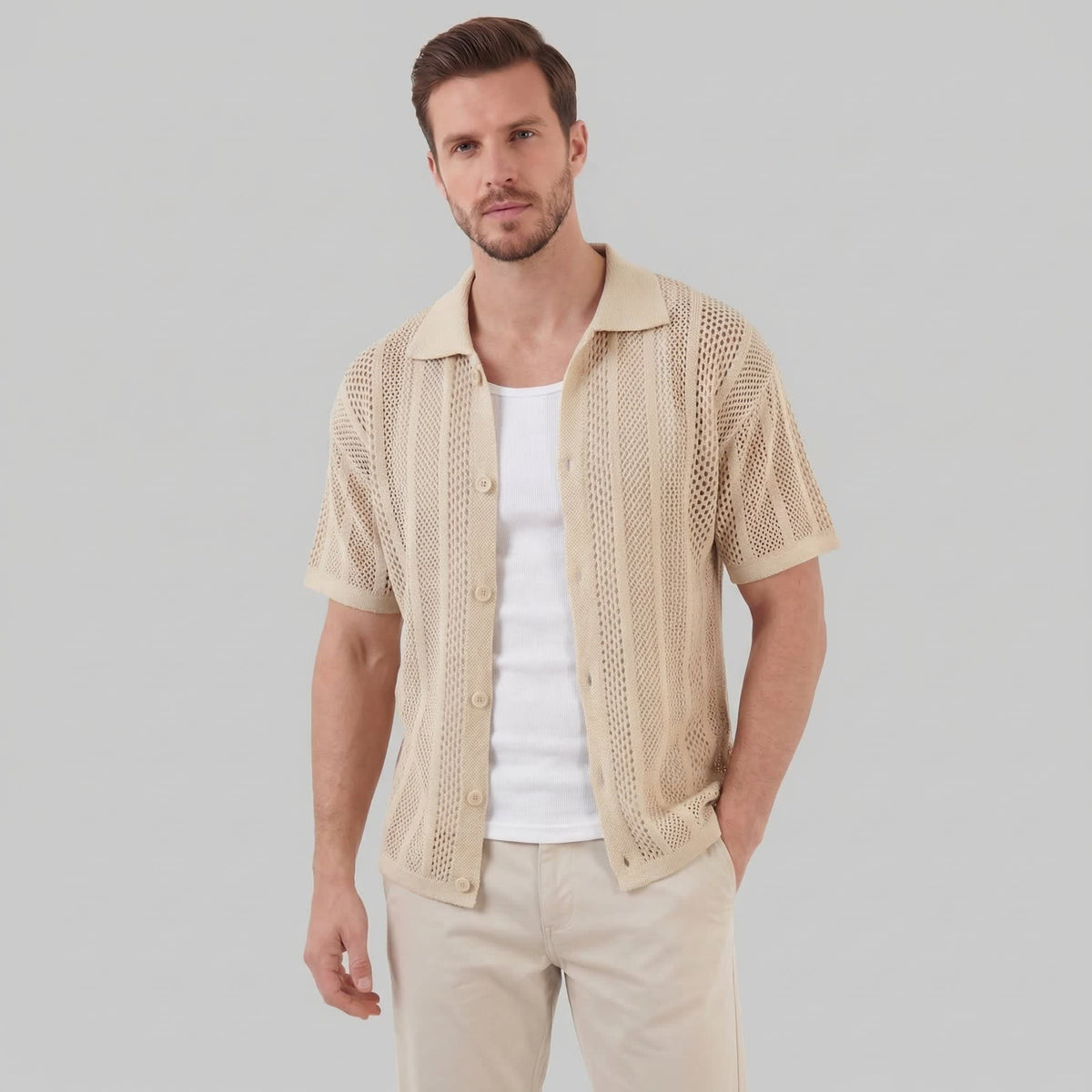 Oakes Open Knit Camp Collar Shirt_9