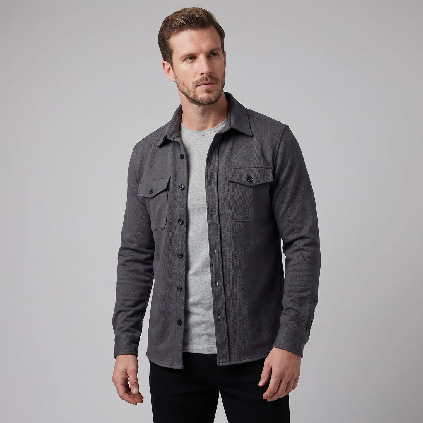 Keller Brushed Cotton Blend Overshirt_1