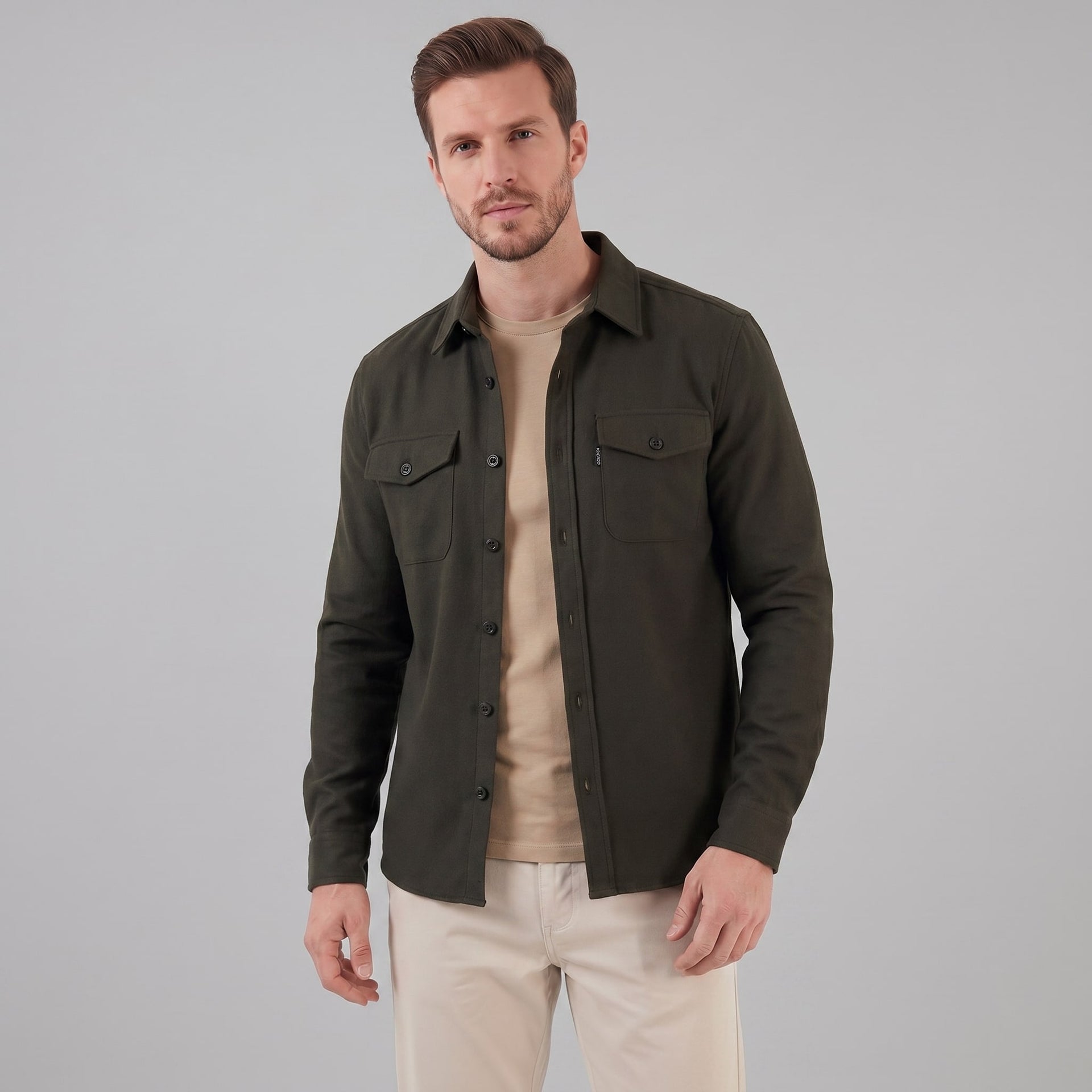 Keller Brushed Cotton Blend Overshirt