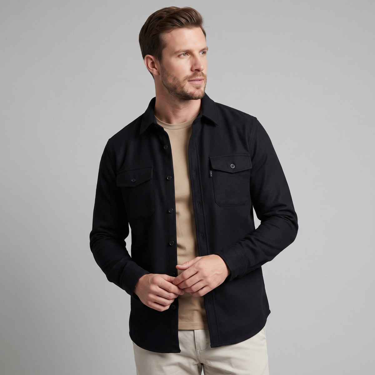 Keller Brushed Cotton Blend Overshirt
