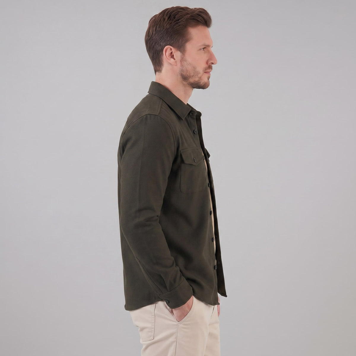 Keller Brushed Cotton Blend Overshirt