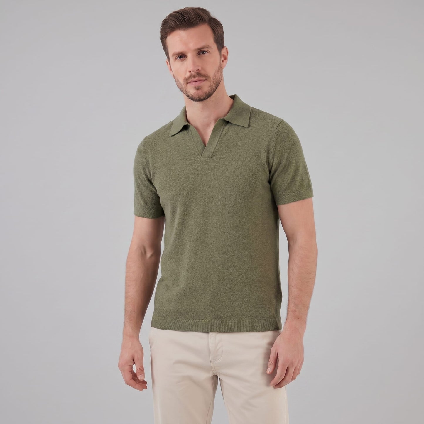 Zion Cotton Blend V-Neck Polo Shirt_10