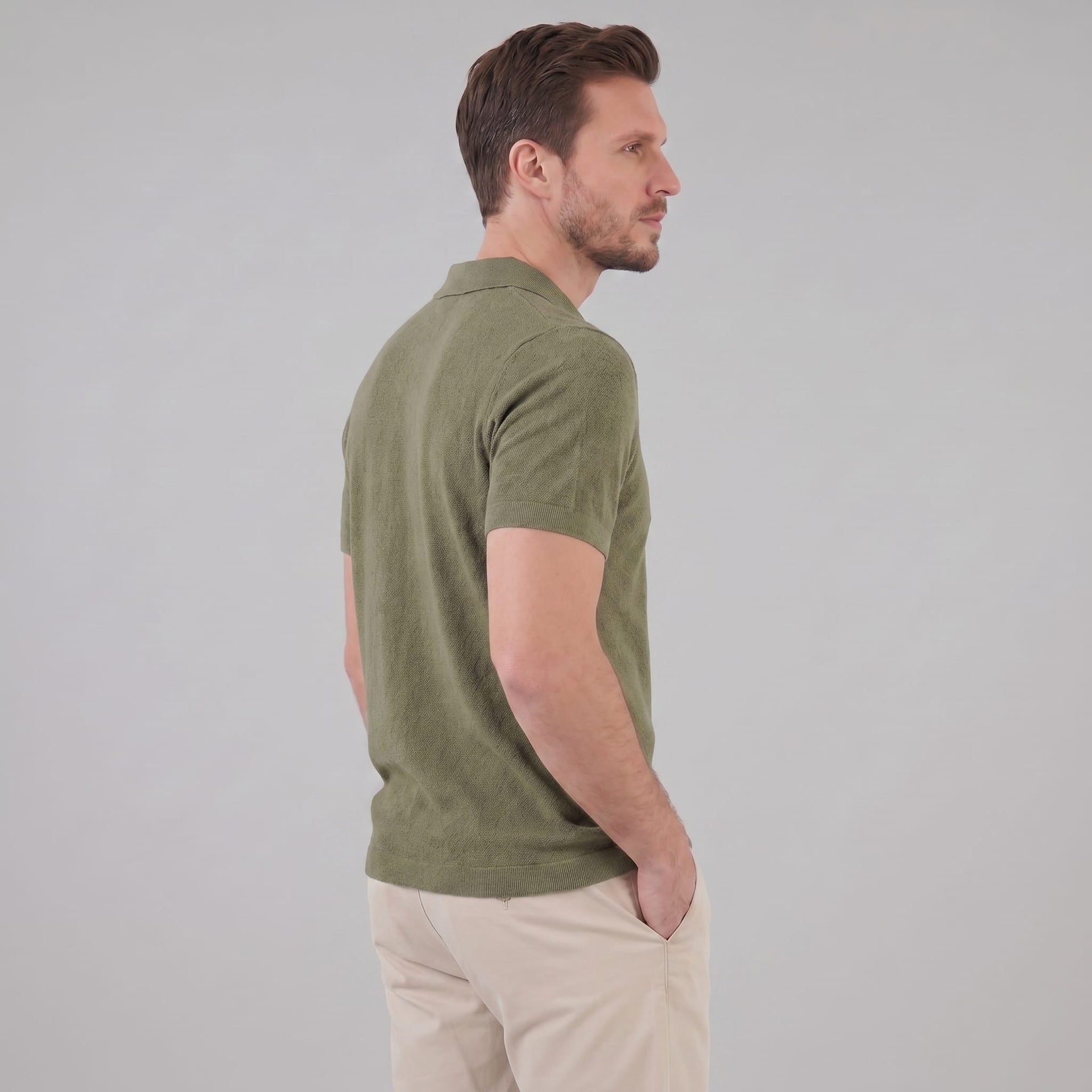 Zion Cotton Blend V-Neck Polo Shirt