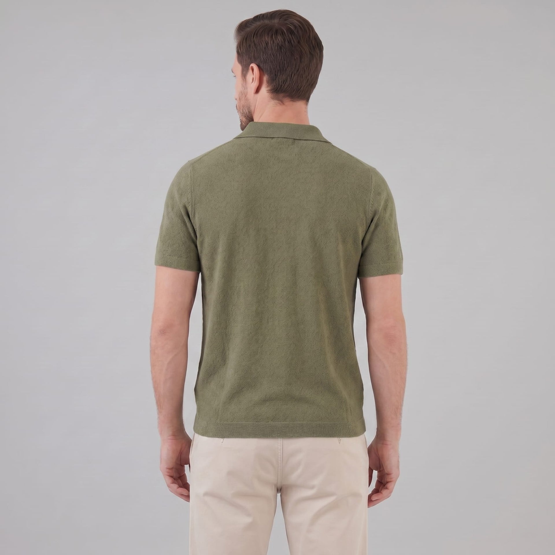 Zion Cotton Blend V-Neck Polo Shirt