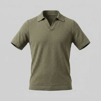 Zion Cotton Blend V-Neck Polo Shirt