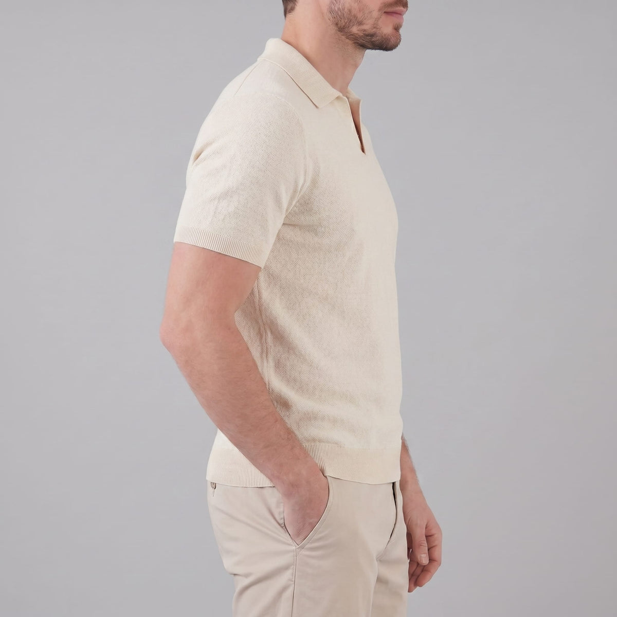 Zion Cotton Blend V-Neck Polo Shirt_2