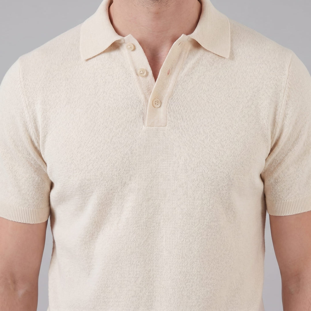 Zion Cotton Blend V-Neck Polo Shirt