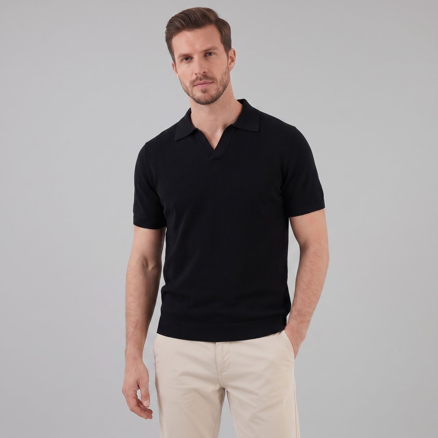 Zion Cotton Blend V-Neck Polo Shirt_6