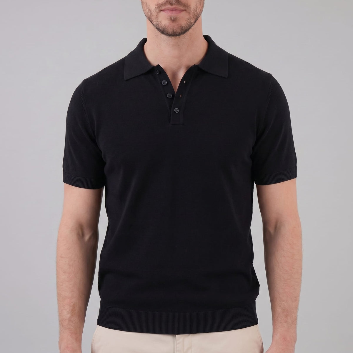Zion Cotton Blend V-Neck Polo Shirt