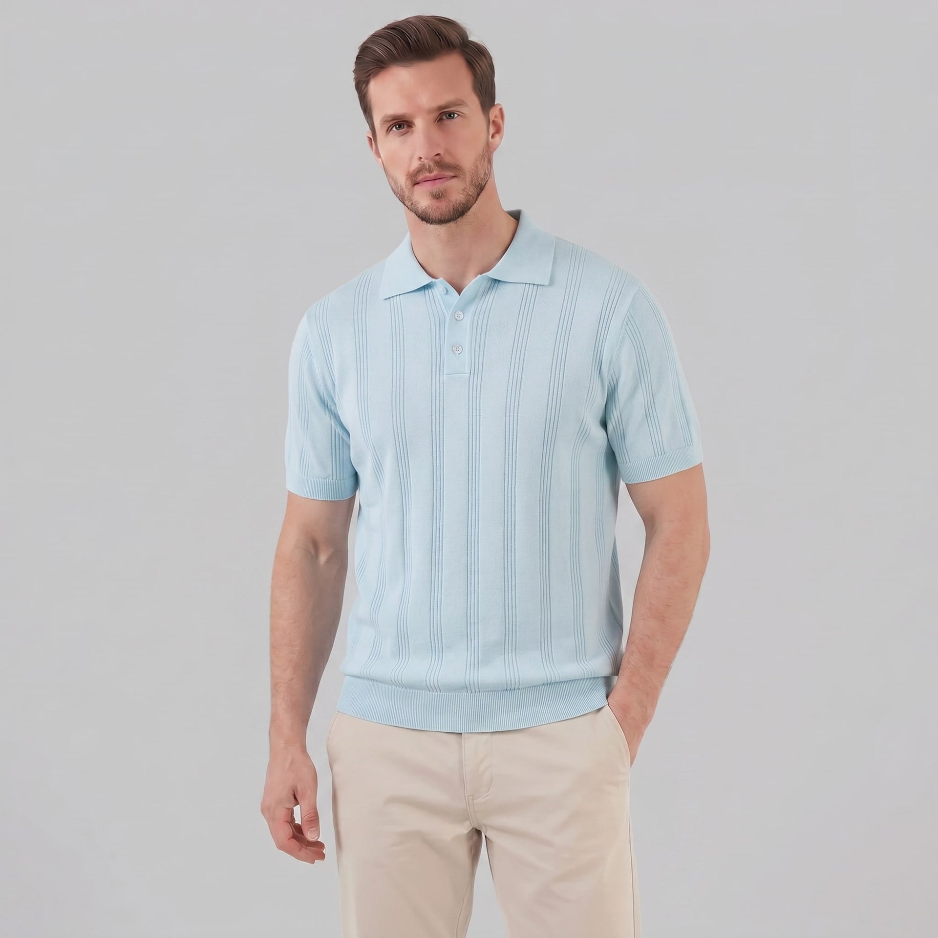 Adler Vertical Stripe Knit Polo
